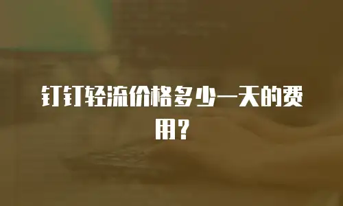 钉钉轻流价格多少一天的费用？