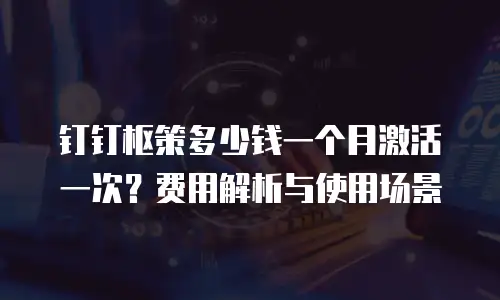钉钉枢策多少钱一个月激活一次？费用解析与使用场景