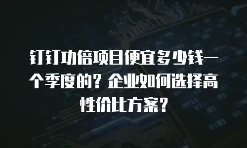 钉钉功倍项目便宜多少钱一个季度的？企业如何选择高性价比方案？