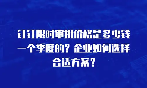 钉钉限时审批价格是多少钱一个季度的？企业如何选择合适方案？