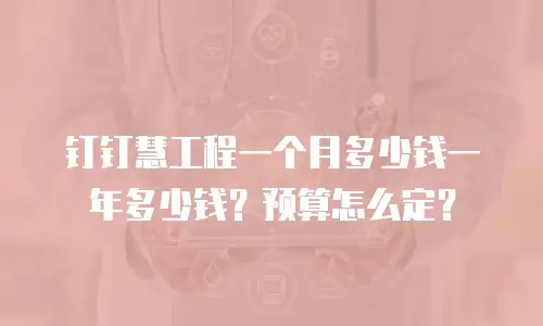 钉钉慧工程一个月多少钱一年多少钱？预算怎么定？