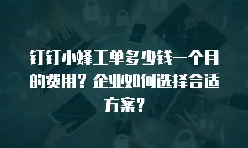 钉钉小蜂工单多少钱一个月的费用？企业如何选择合适方案？