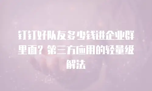 钉钉好队友多少钱进企业群里面？第三方应用的轻量级解法