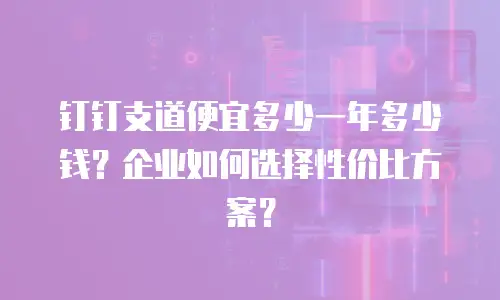 钉钉支道便宜多少一年多少钱？企业如何选择性价比方案？