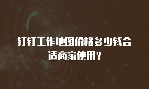 钉钉工作地图价格多少钱合适商家使用？