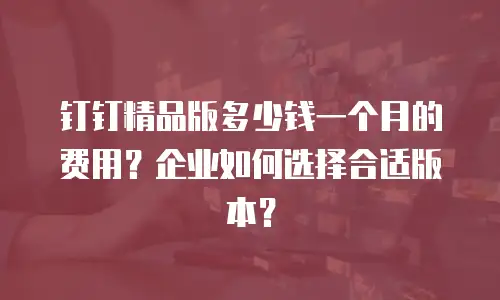 钉钉精品版多少钱一个月的费用？企业如何选择合适版本？
