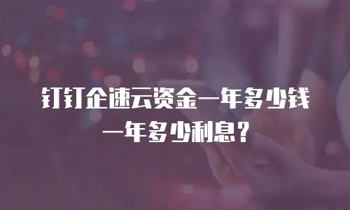 钉钉企速云资金一年多少钱一年多少利息？