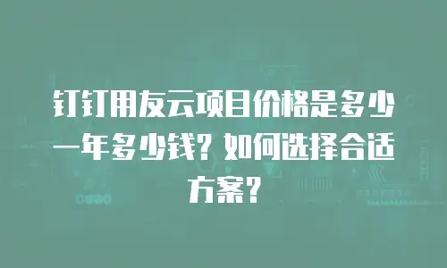 钉钉用友云项目价格是多少一年多少钱？如何选择合适方案？