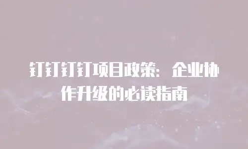 钉钉钉钉项目政策：企业协作升级的必读指南