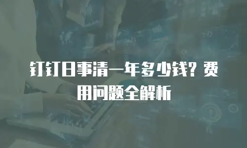 钉钉日事清一年多少钱？费用问题全解析