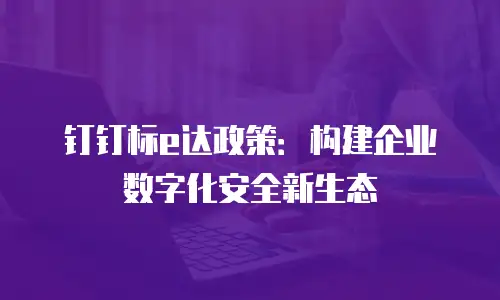 钉钉标e达政策：构建企业数字化安全新生态