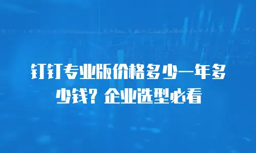 钉钉专业版价格多少一年多少钱？企业选型必看