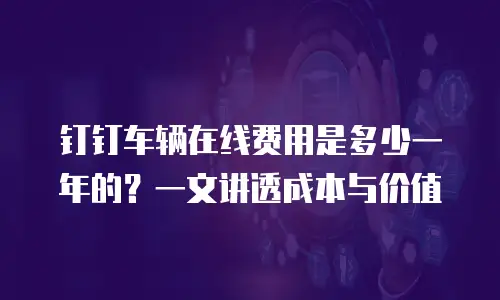 钉钉车辆在线费用是多少一年的？一文讲透成本与价值