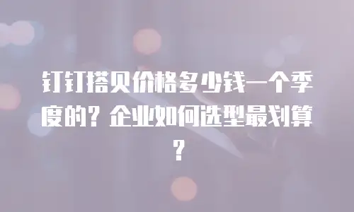 钉钉搭贝价格多少钱一个季度的？企业如何选型最划算？