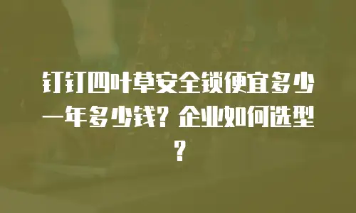 钉钉四叶草安全锁便宜多少一年多少钱？企业如何选型？