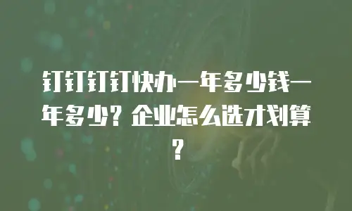 钉钉钉钉快办一年多少钱一年多少？企业怎么选才划算？