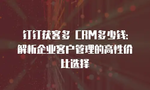 钉钉获客多 CRM多少钱：解析企业客户管理的高性价比选择