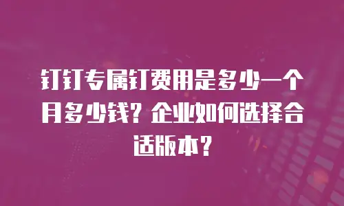 钉钉专属钉费用是多少一个月多少钱？企业如何选择合适版本？