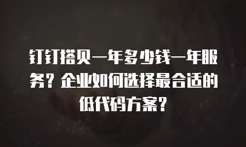 钉钉搭贝一年多少钱一年服务？企业如何选择最合适的低代码方案？