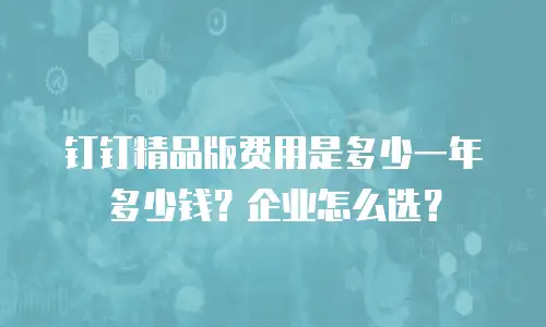 钉钉精品版费用是多少一年多少钱？企业怎么选？