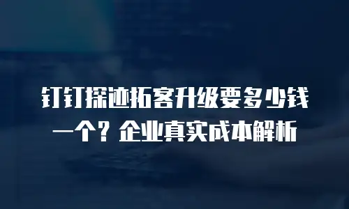 钉钉探迹拓客升级要多少钱一个？企业真实成本解析