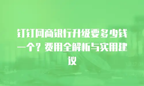 钉钉网商银行升级要多少钱一个？费用全解析与实用建议