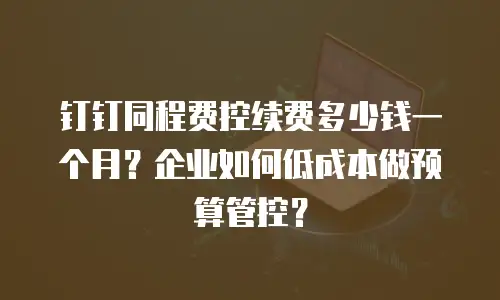 钉钉同程费控续费多少钱一个月？企业如何低成本做预算管控？