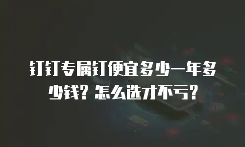 钉钉专属钉便宜多少一年多少钱？怎么选才不亏？