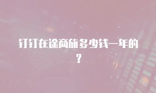 钉钉在途商旅多少钱一年的？