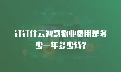 钉钉住云智慧物业费用是多少一年多少钱？