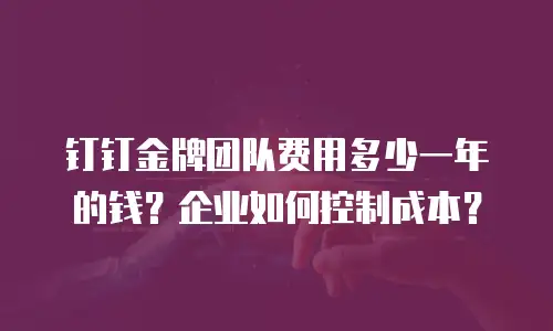 钉钉金牌团队费用多少一年的钱？企业如何控制成本？