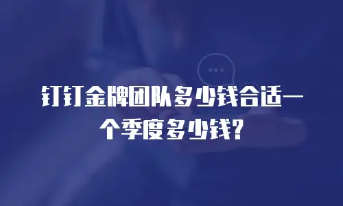 钉钉金牌团队多少钱合适一个季度多少钱？
