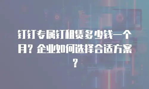 钉钉专属钉租赁多少钱一个月？企业如何选择合适方案？