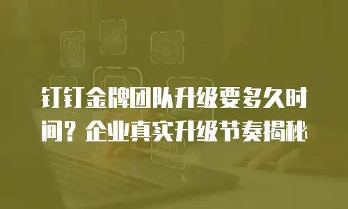 钉钉金牌团队升级要多久时间？企业真实升级节奏揭秘