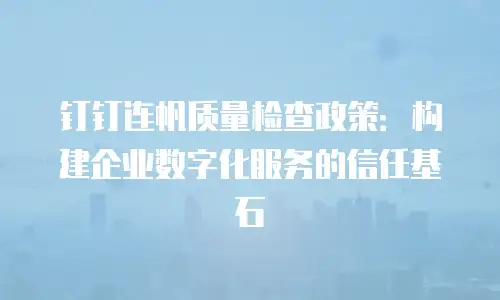 钉钉连帆质量检查政策：构建企业数字化服务的信任基石