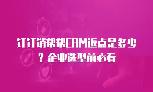 钉钉销帮帮CRM返点是多少？企业选型前必看