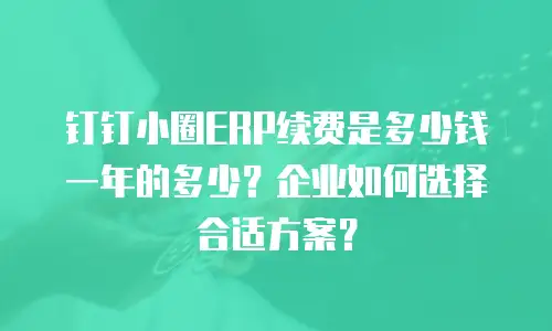 钉钉小圈ERP续费是多少钱一年的多少？企业如何选择合适方案？