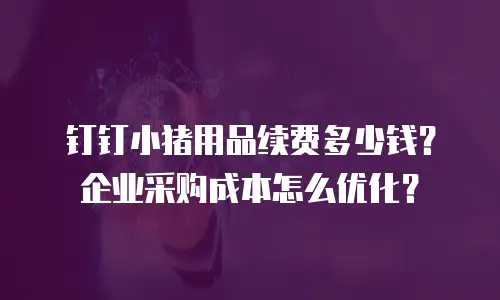 钉钉小猪用品续费多少钱？企业采购成本怎么优化？