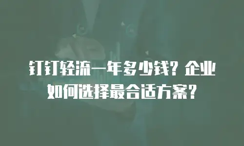 钉钉轻流一年多少钱？企业如何选择最合适方案？