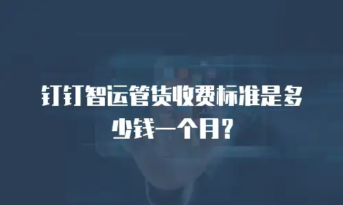 钉钉智运管货收费标准是多少钱一个月？