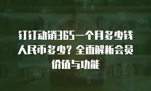 钉钉动销365一个月多少钱人民币多少？全面解析会员价值与功能