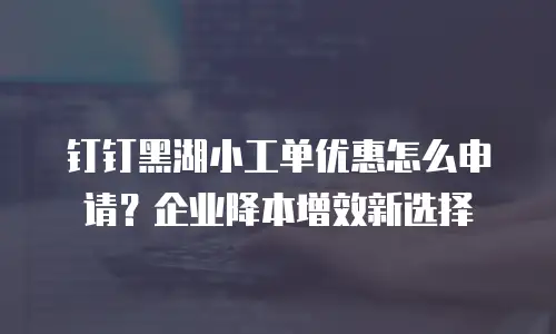 钉钉黑湖小工单优惠怎么申请？企业降本增效新选择