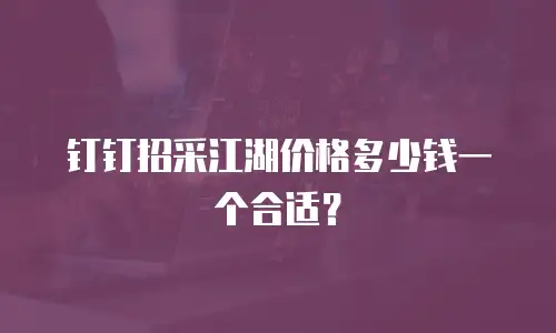 钉钉招采江湖价格多少钱一个合适？