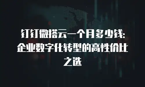 钉钉微搭云一个月多少钱：企业数字化转型的高性价比之选