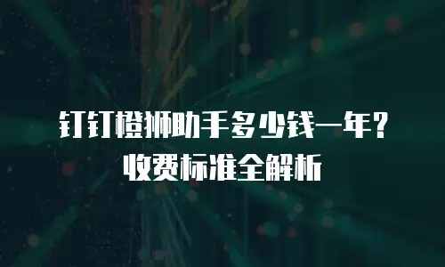 钉钉橙狮助手多少钱一年？收费标准全解析