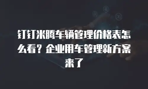 钉钉米腾车辆管理价格表怎么看？企业用车管理新方案来了