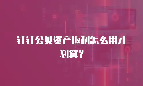 钉钉公贝资产返利怎么用才划算？