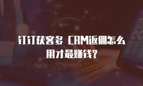 钉钉获客多 CRM返佣怎么用才最赚钱？
