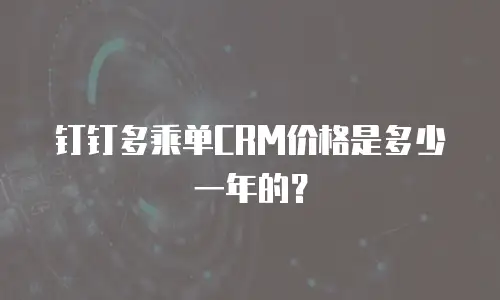 钉钉多乘单CRM价格是多少一年的？