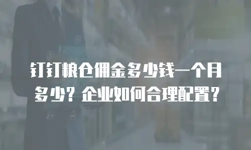钉钉粮仓佣金多少钱一个月多少？企业如何合理配置？